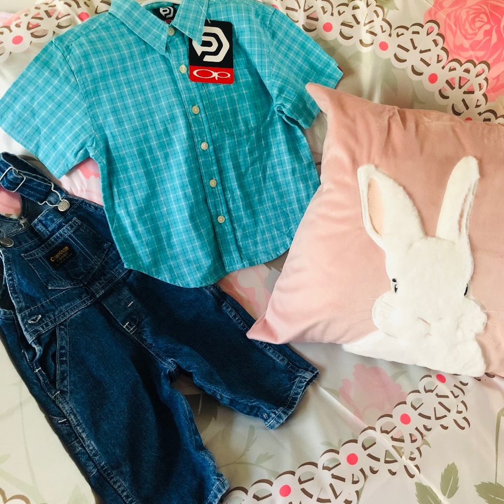 Just in NWT little boys 2 piece Ocean Pacific and Osh Kosh Denim bib set